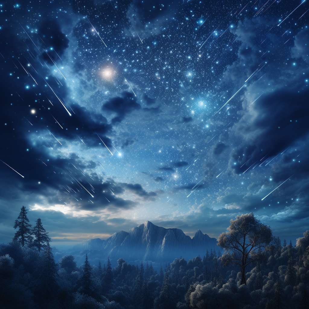 Breathtaking Night Sky with Shooting Stars