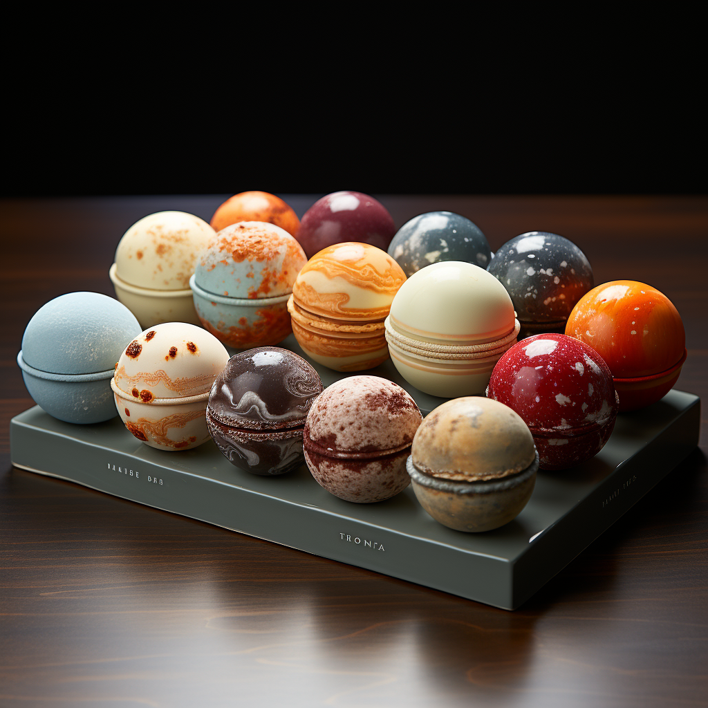 Colorful ice cream ball planets