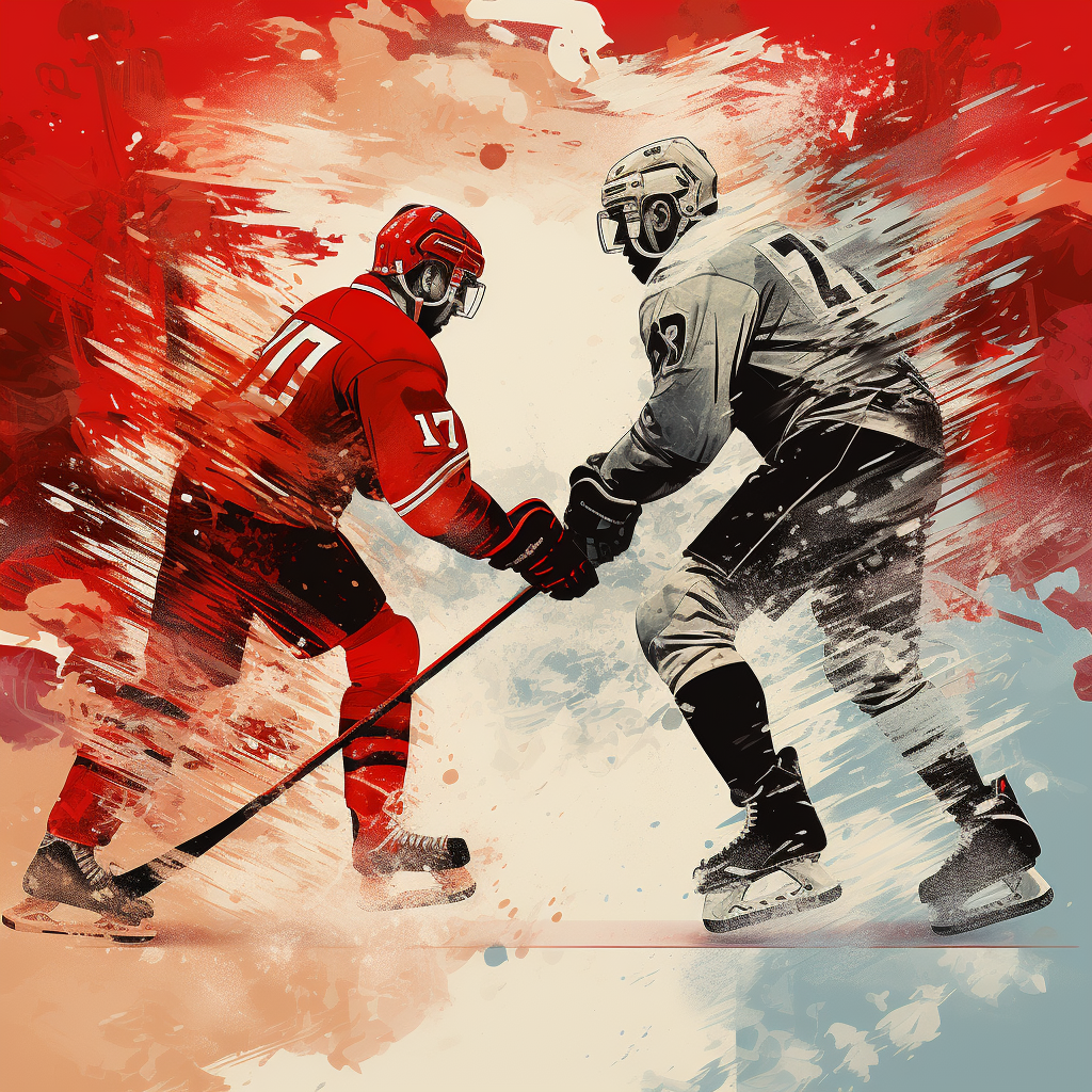 Ice Hockey Match with Red Background