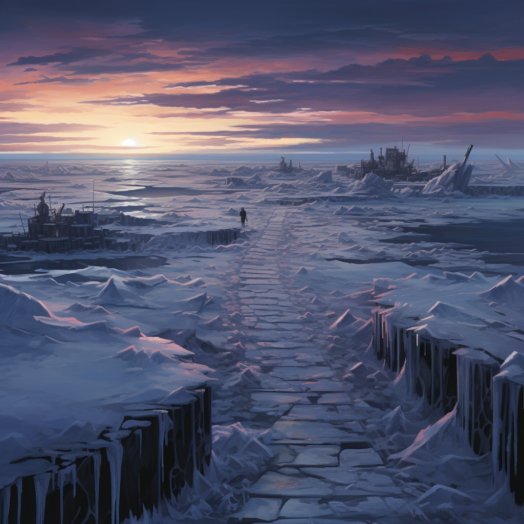 Icy path leading to a hopeful horizon