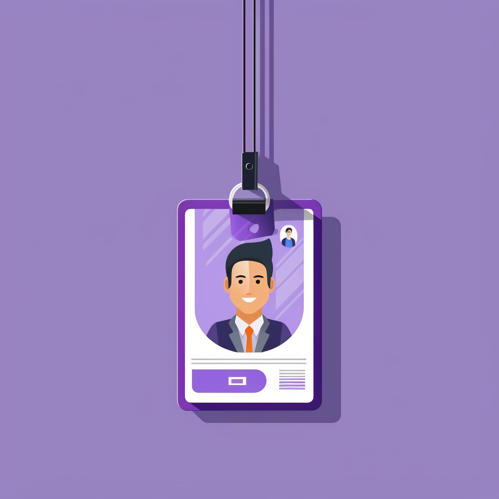 ID card on violet background