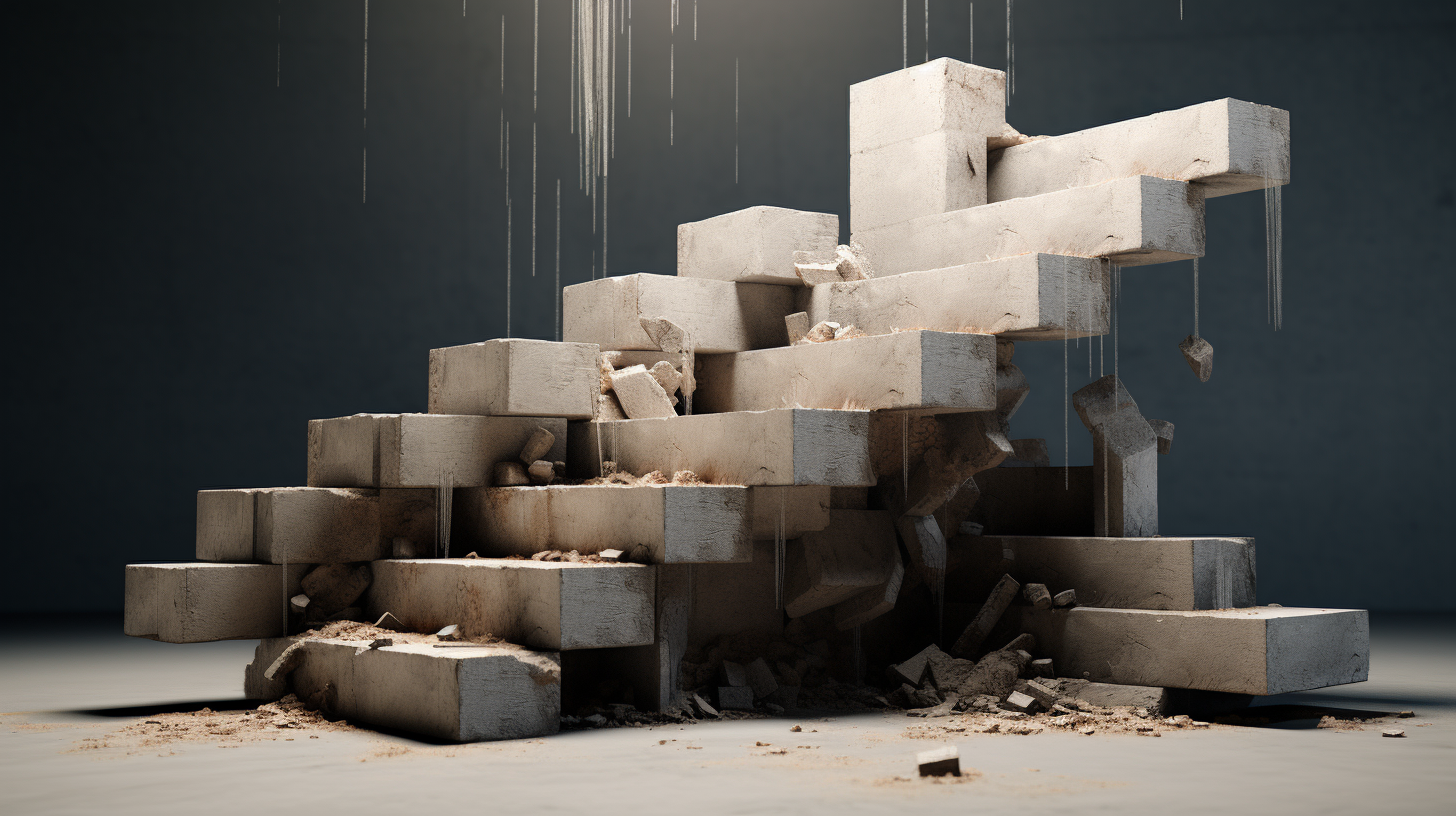 Inception movie concrete pieces illuminated by octane render studio light