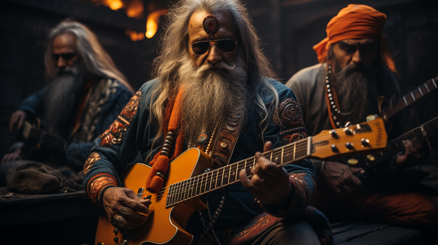 Indian musicians performing at a concert