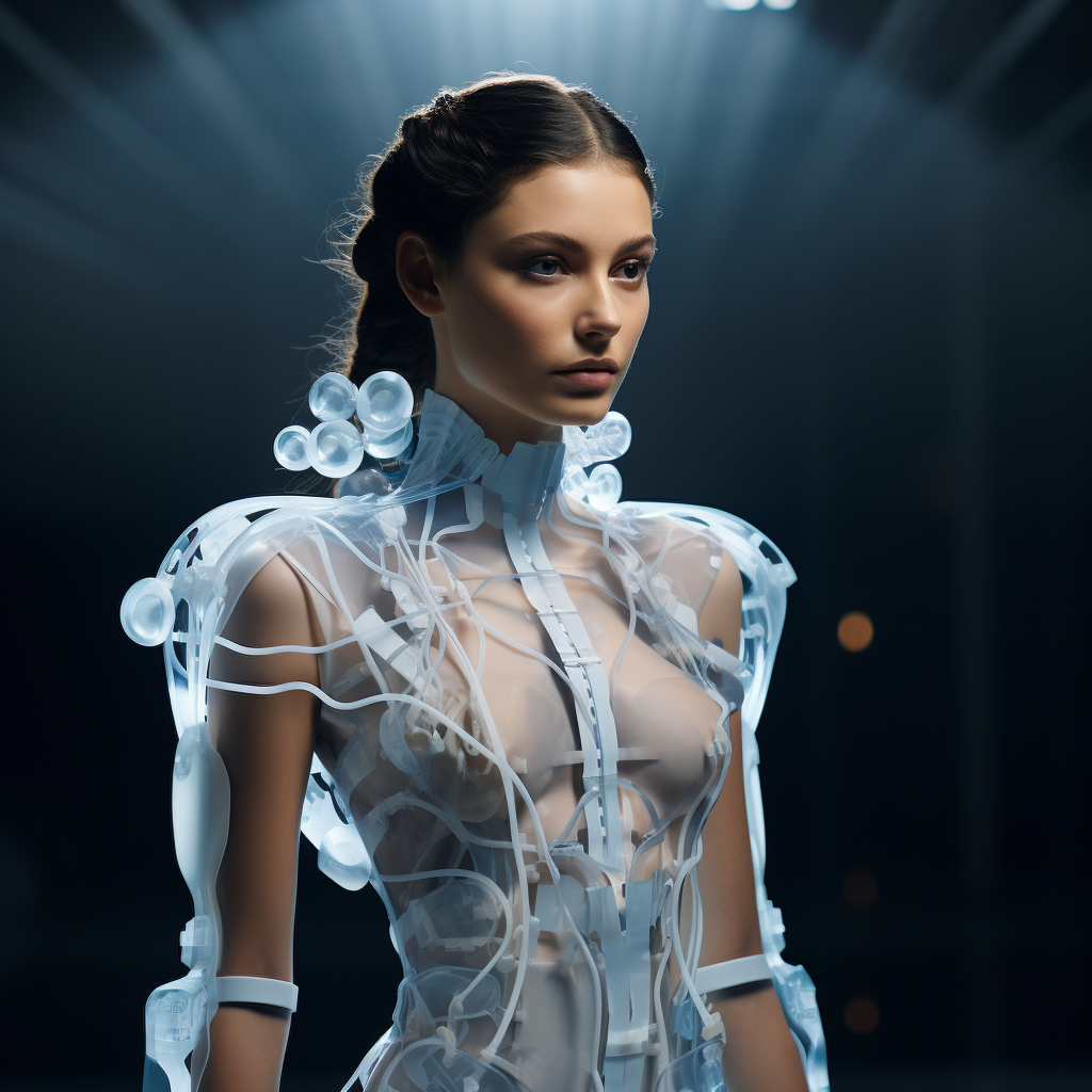 Model in innovative clothing tech