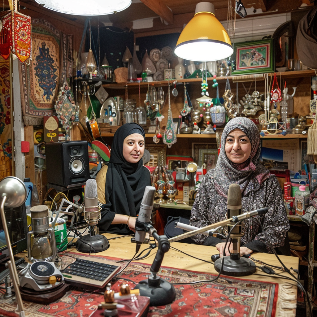 Two Iranian women podcast hosts