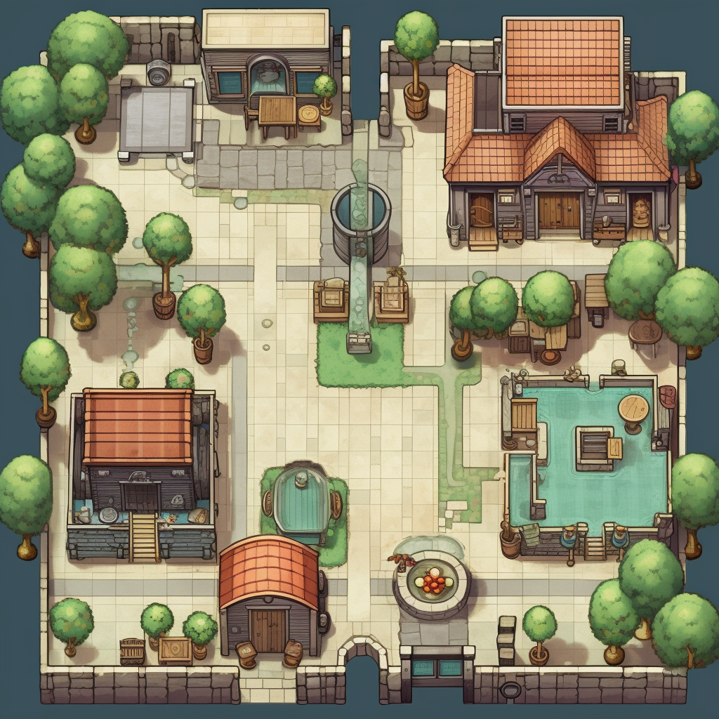 Beautiful Tileset with Italian RPG Pokémon Village Elements