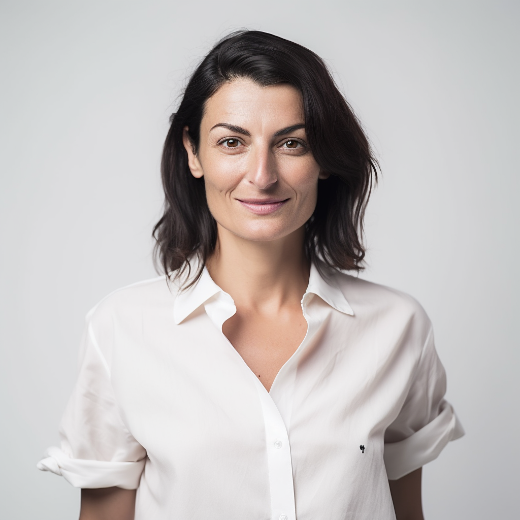 Italian woman celebrity portrait on white background