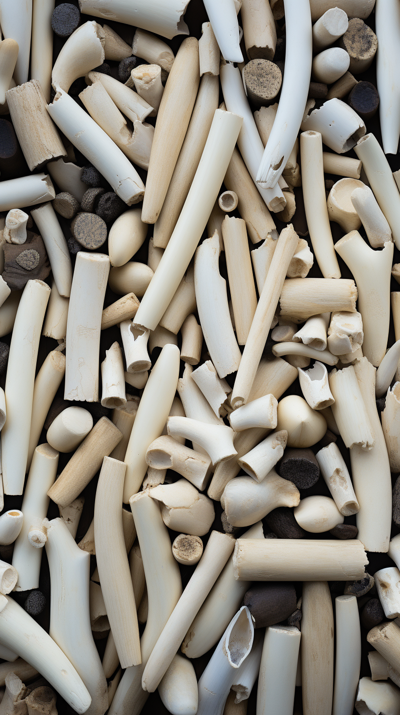 Scattered ivory from a high angle