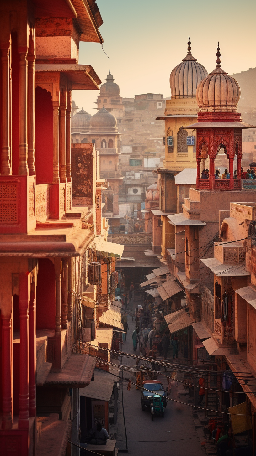 Jaipur cityscape in raw style