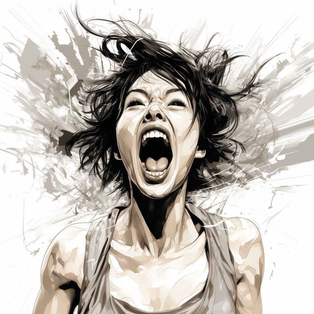 Illustration of Japanese girl screaming