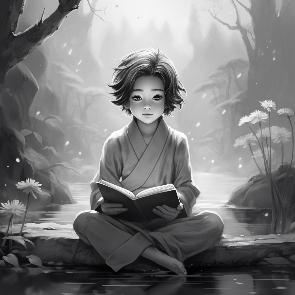 Zen Book Illustration with Japanese Pencil Style