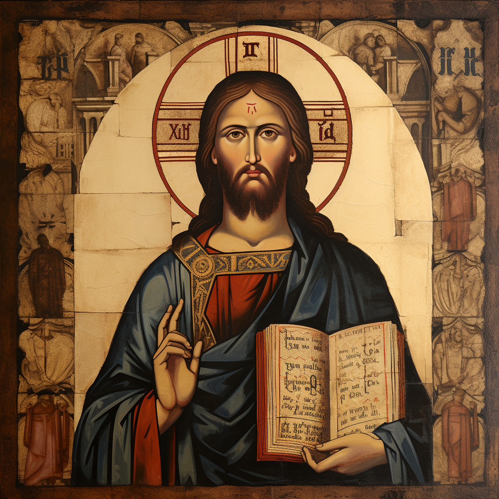 Midjourney AI prompt - Jesus Christ with K18 icon