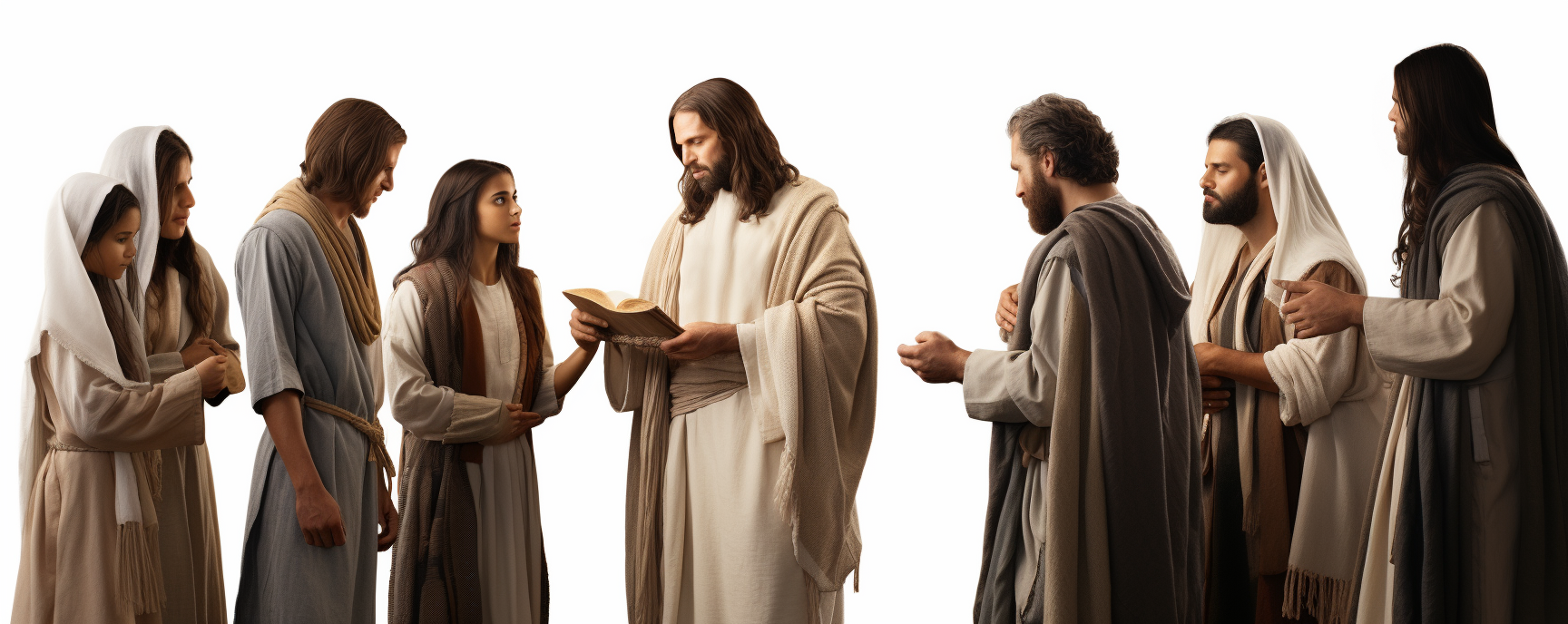 Jesus giving a Bible to diverse group