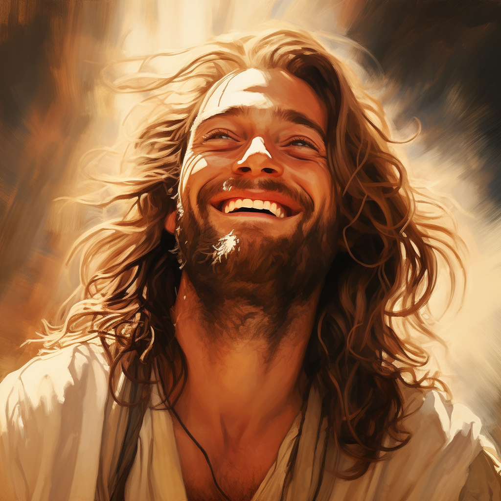 Jesus winking with a smile