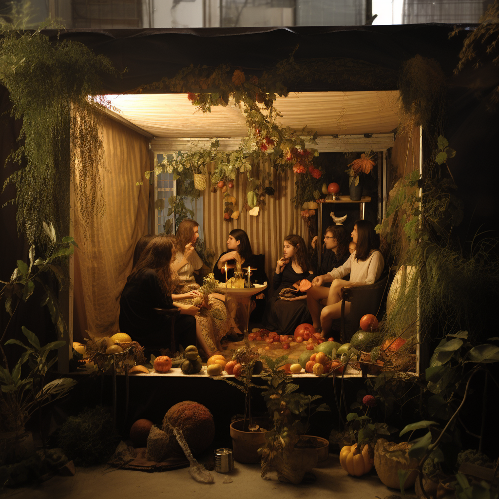 Jewish family inside sukkah ?