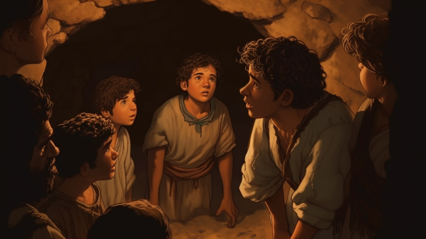 Joseph trapped in pit, looking up