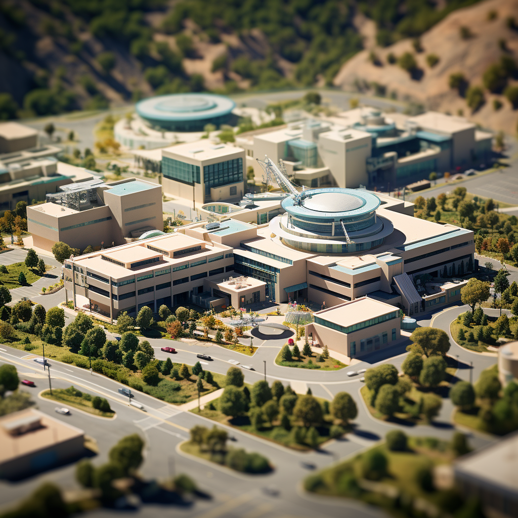 Isometric tilt-shift image of Jet Propulsion Laboratory