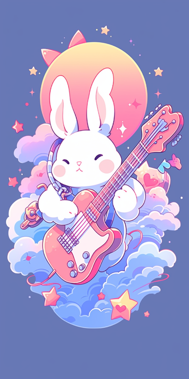 Cute magical guitar tshirt design