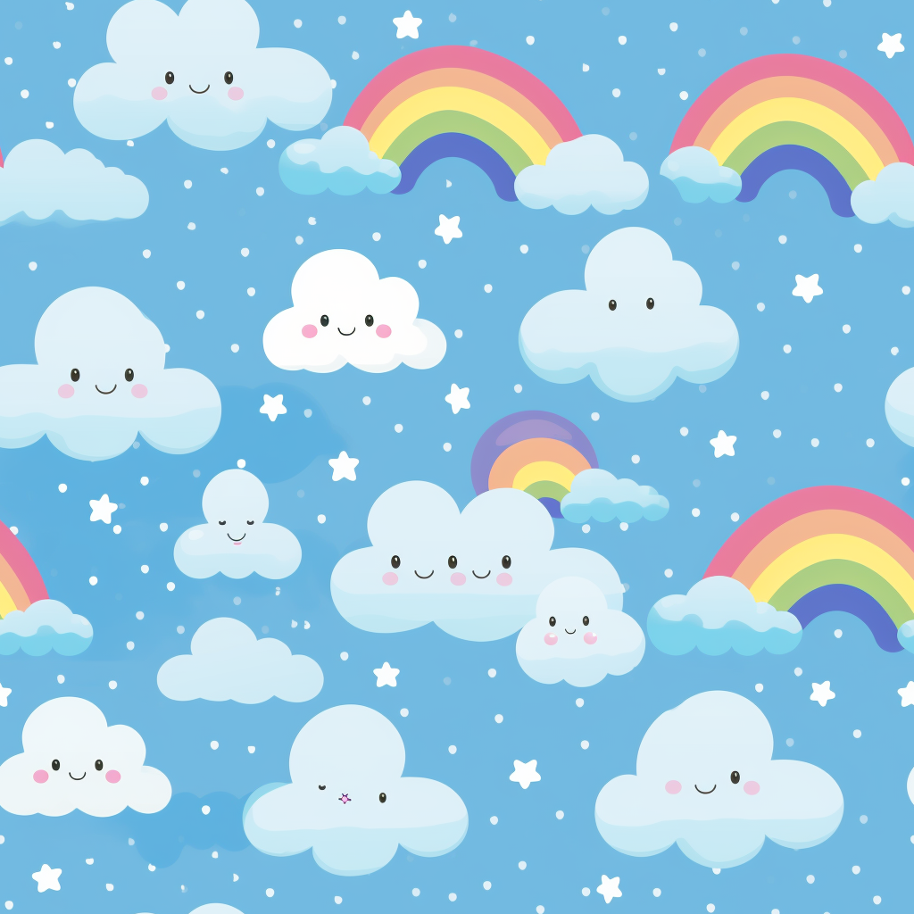 Colorful kawaii cloud pattern tile