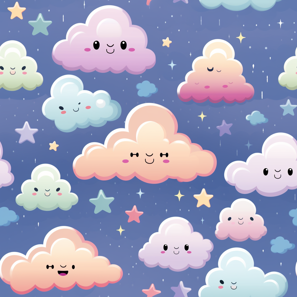 Cute rainbow clouds and sunny pattern