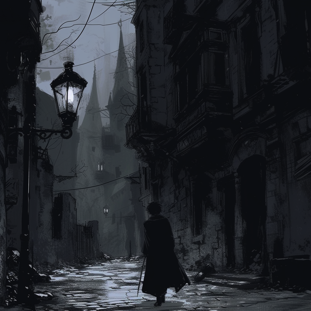 Brooding Kazuki in Crumbling Victorian-Era City