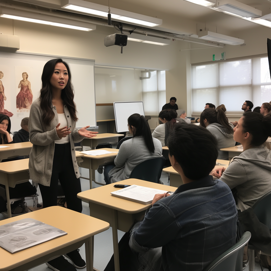 Kelsey Nguyen teaching a class at Boston University