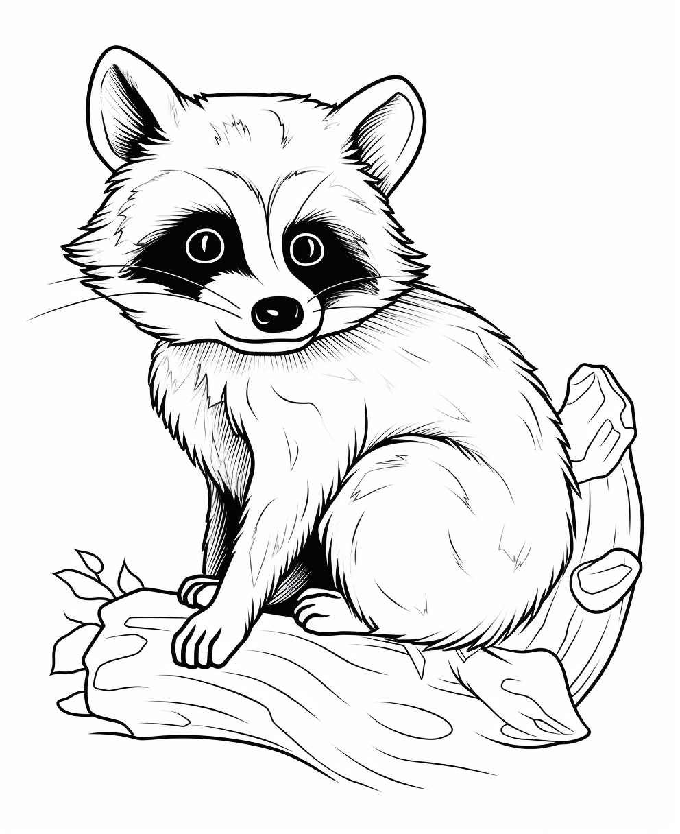 Cartoon Raccoon Coloring Page Image