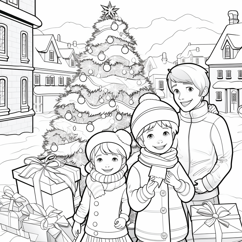 Cartoon Christmas coloring book for kids