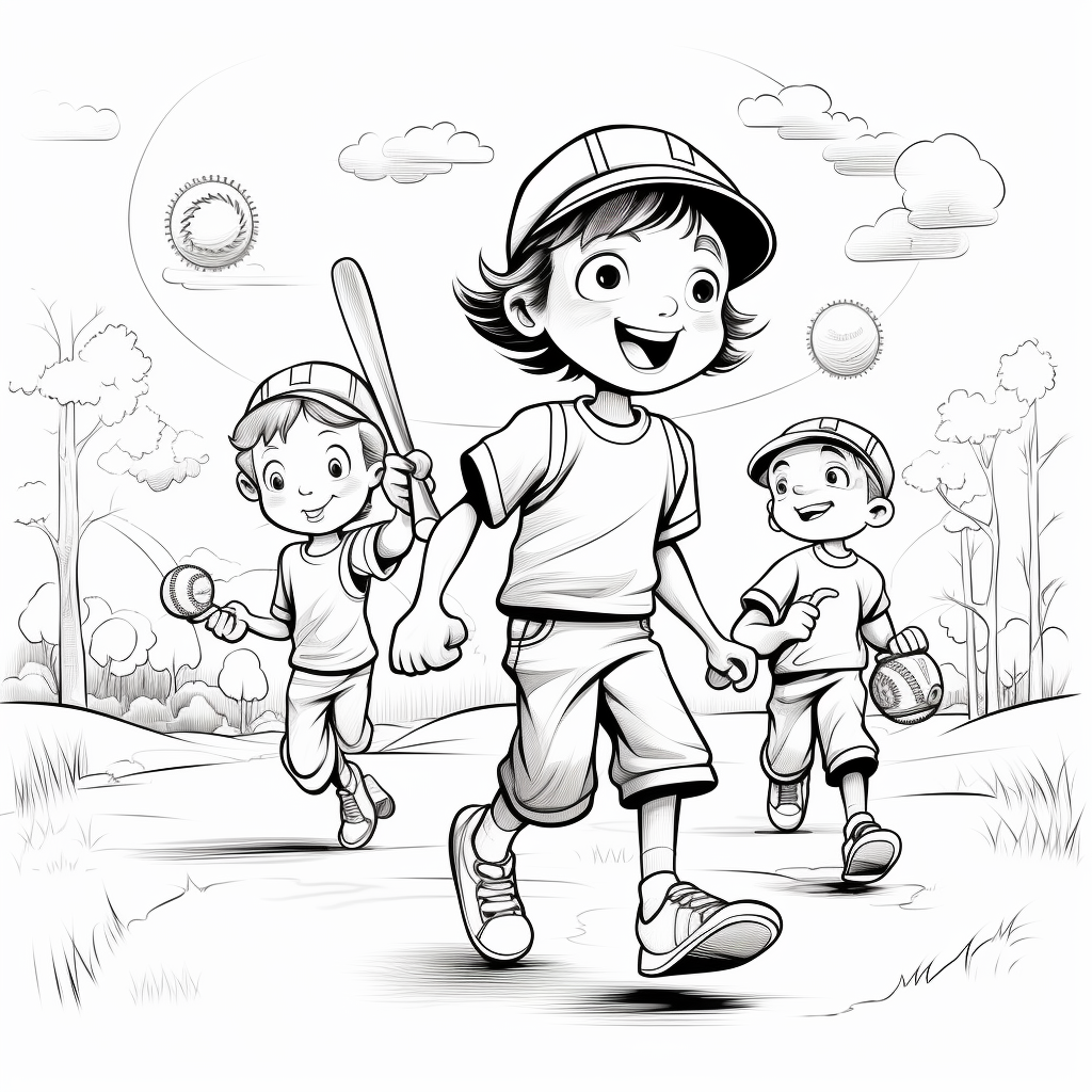 Kids playing baseball with excitement