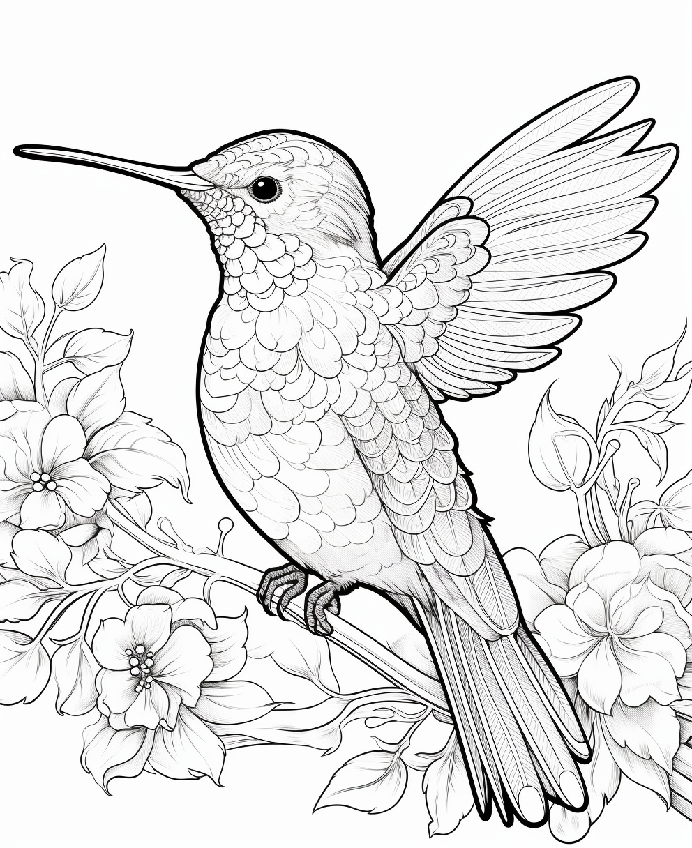 Hummingbird coloring page for kids