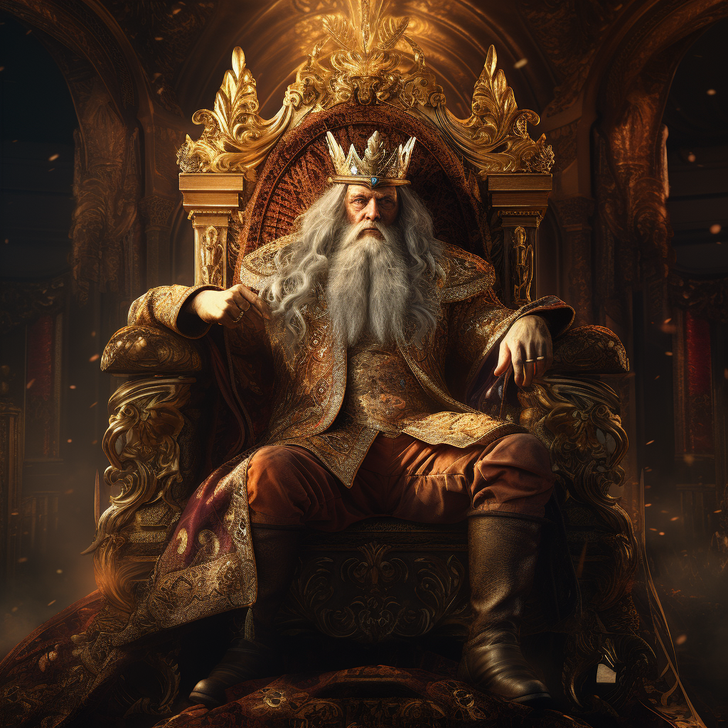 King sitting on throne