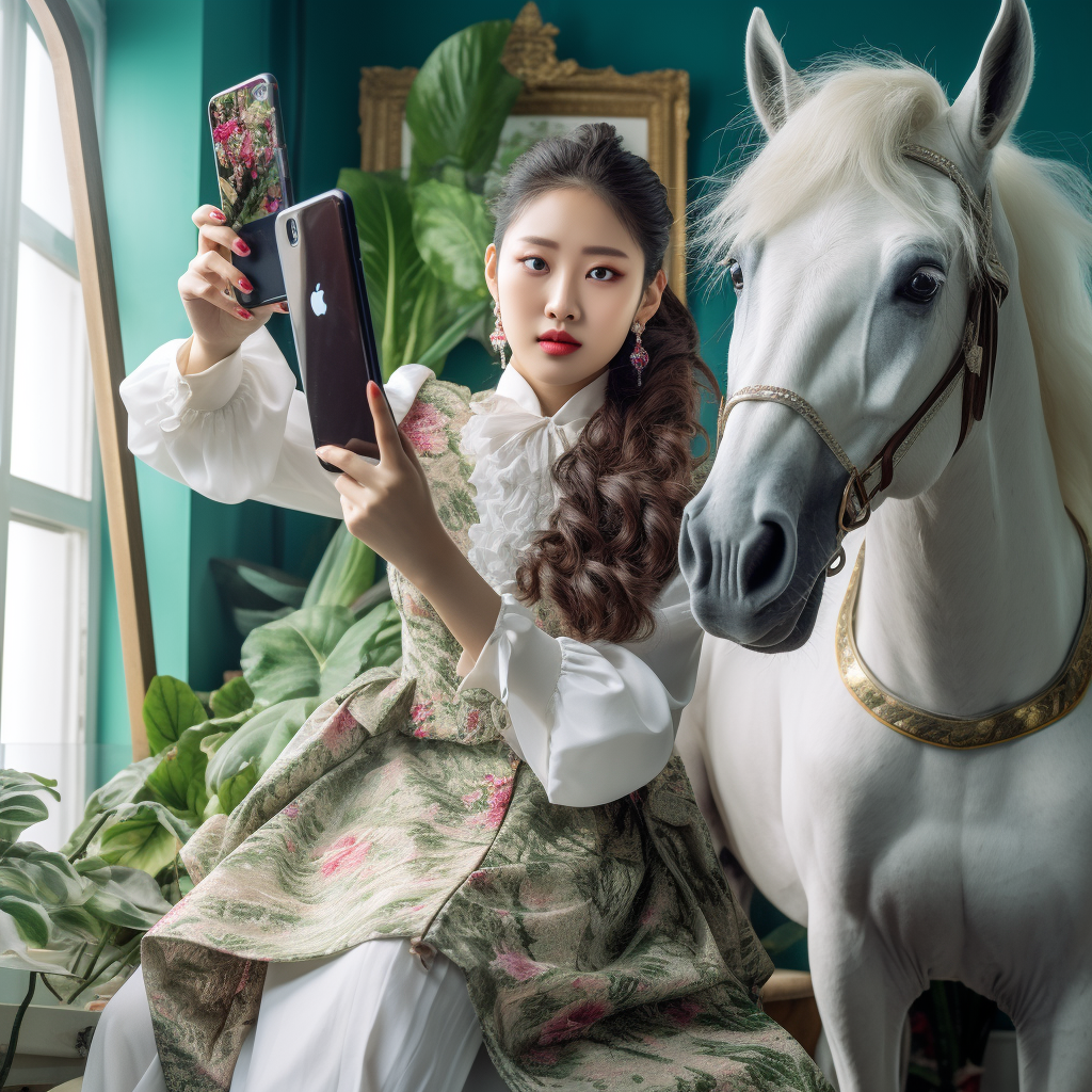 K-Pop Female Idol on Unicorn in Exotic Office