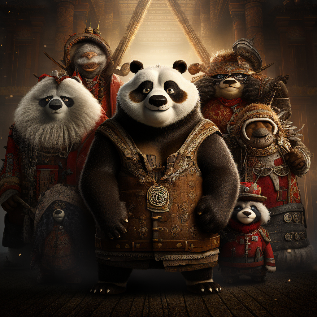 Colorful Kung Panda movie poster with characters