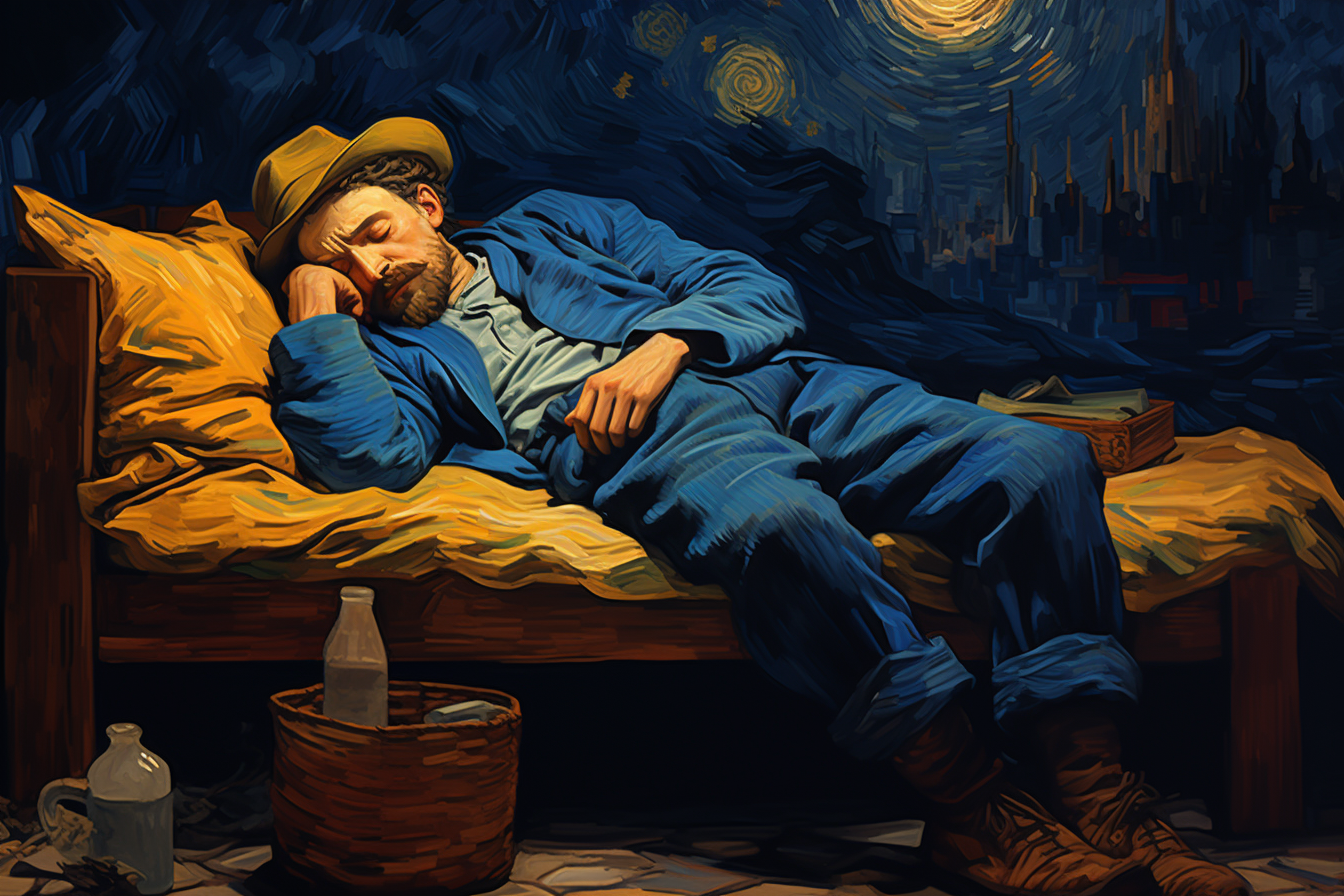 Tranquil siesta in Van Gogh's landscape painting