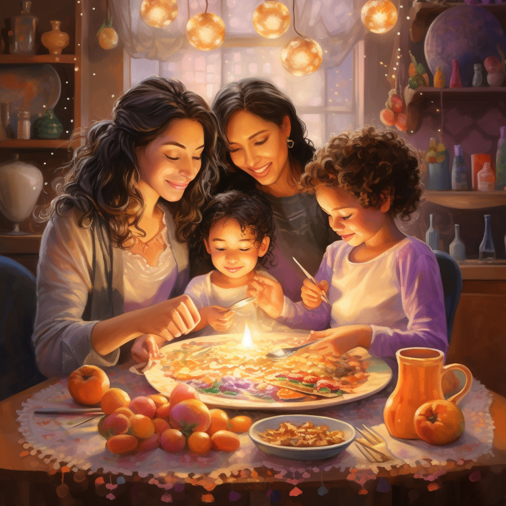 Whimsical Latina mom feeds family at holidays