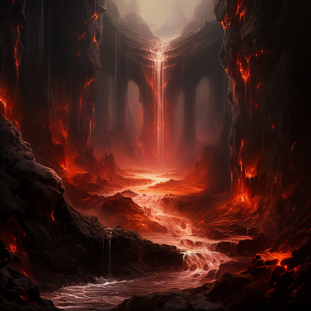 Impressive lava waterfall dungeons dragons