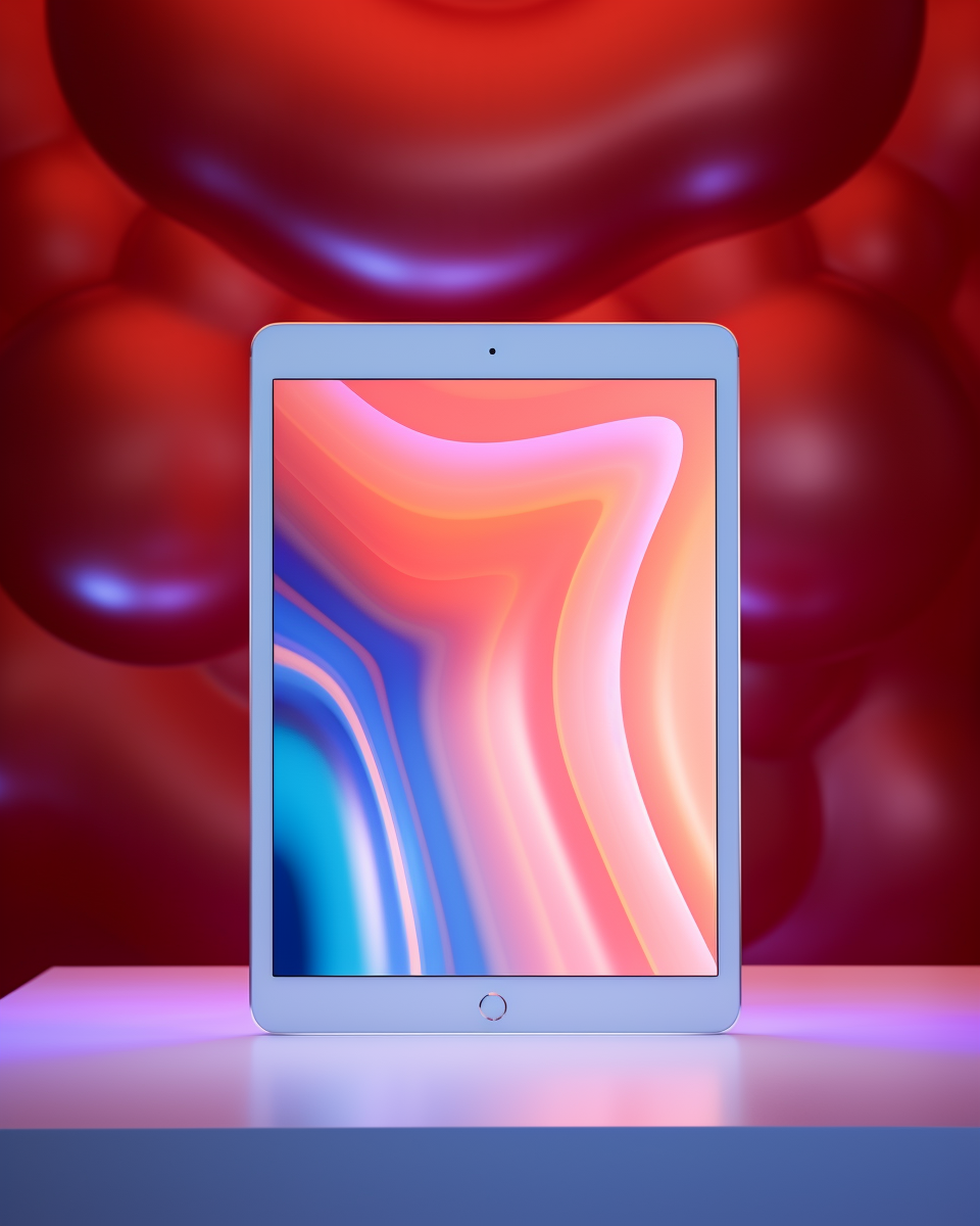 LED large iPad floating in mid-air