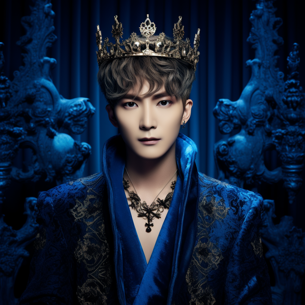 Leeteuk Super Junior Wearing Crown Blue Background