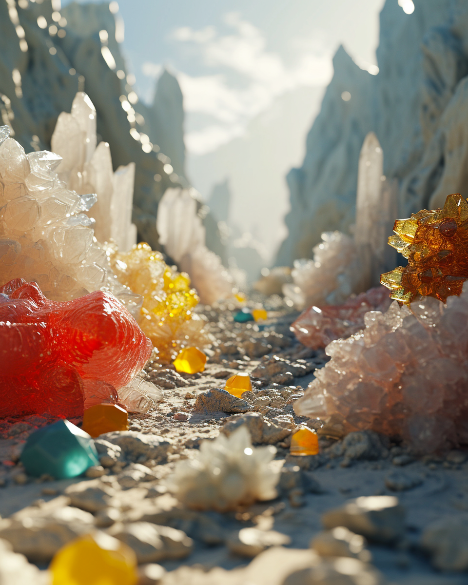 Lego landscape with surreal natural elements