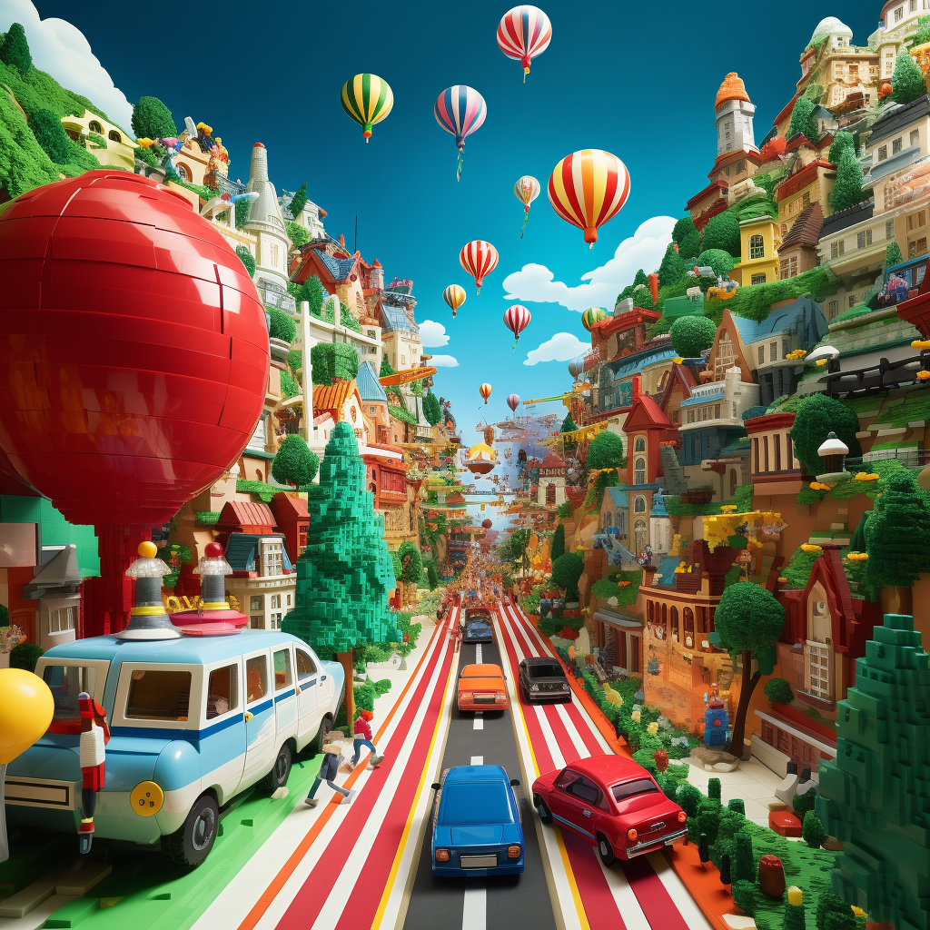 Colorful road through Lego wonderland