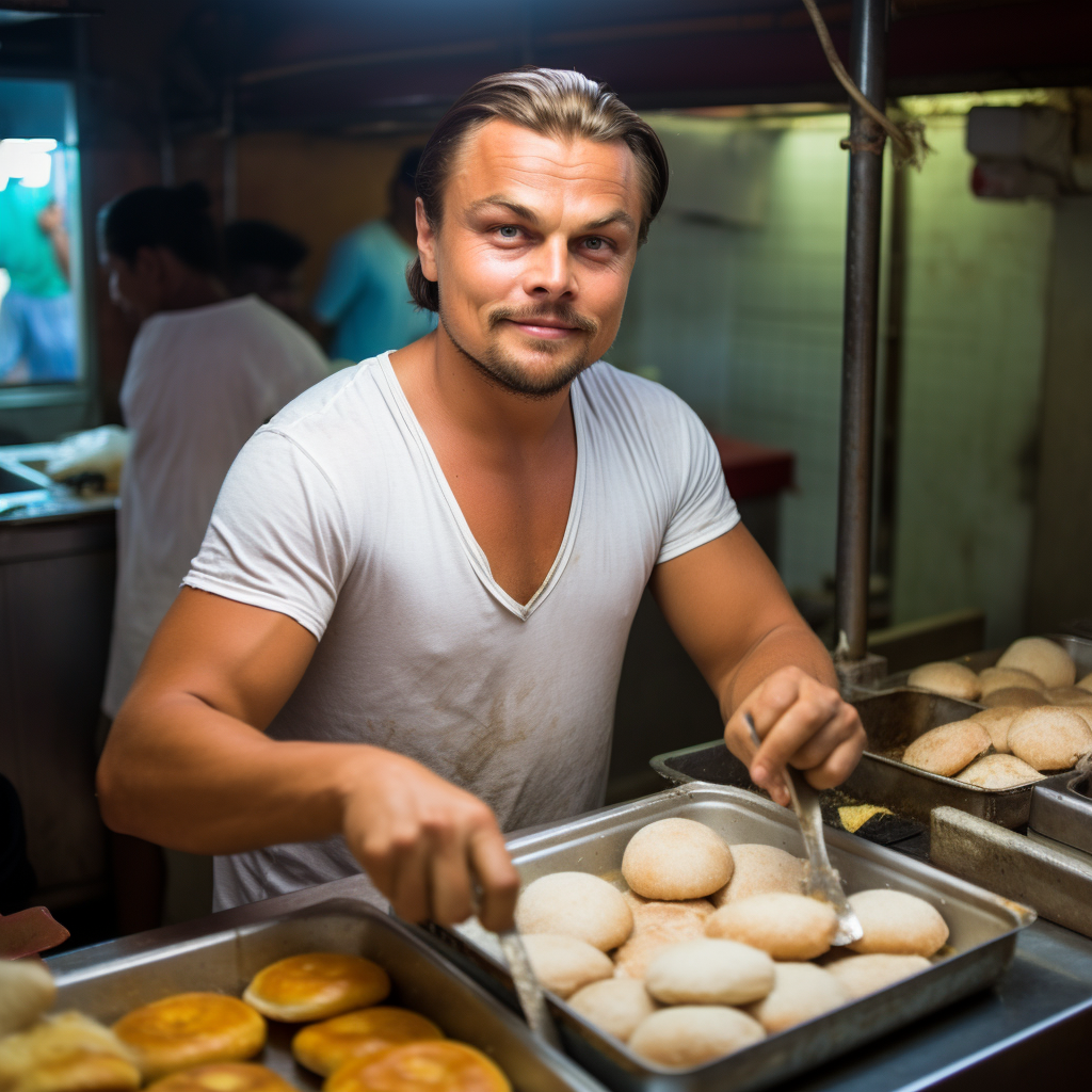 Leonardo Di Caprio selling Vada Pav