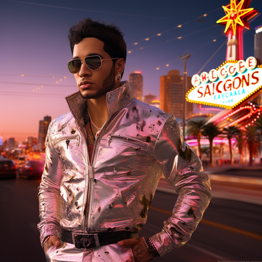 Hyper realistic image of Lewis Hamilton as Elvis Presley