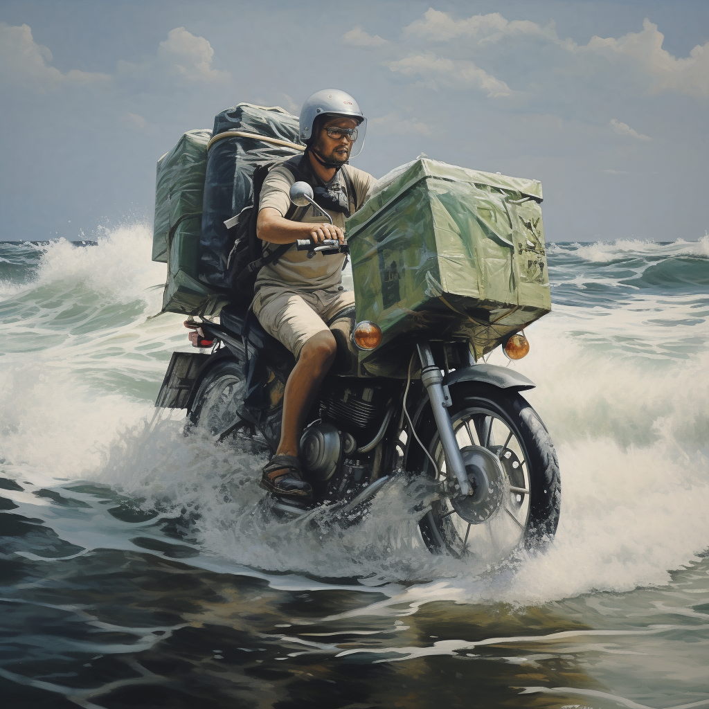 Lifesaver motorcycle sea delivery