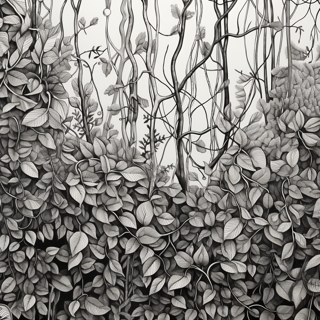 Monochrome linear little vines