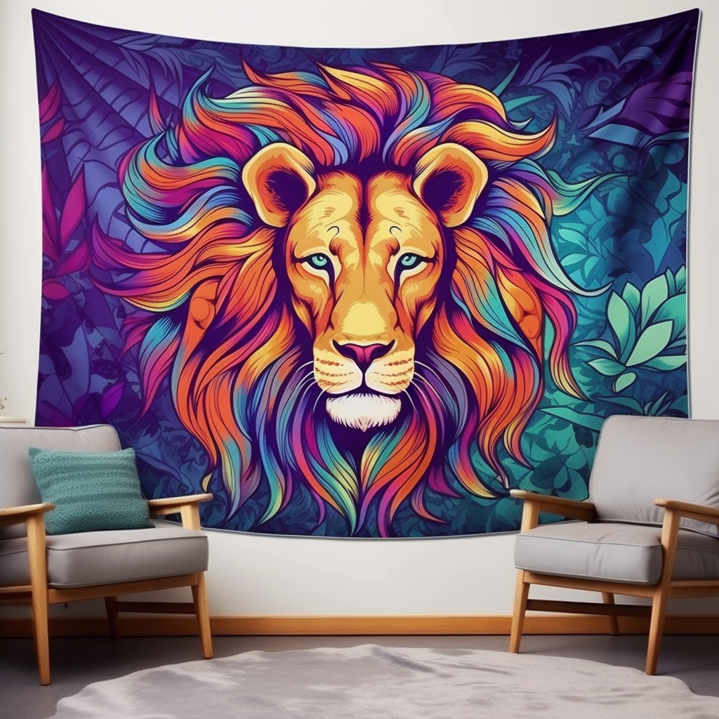 Stunning lion tapestry in unicorn style