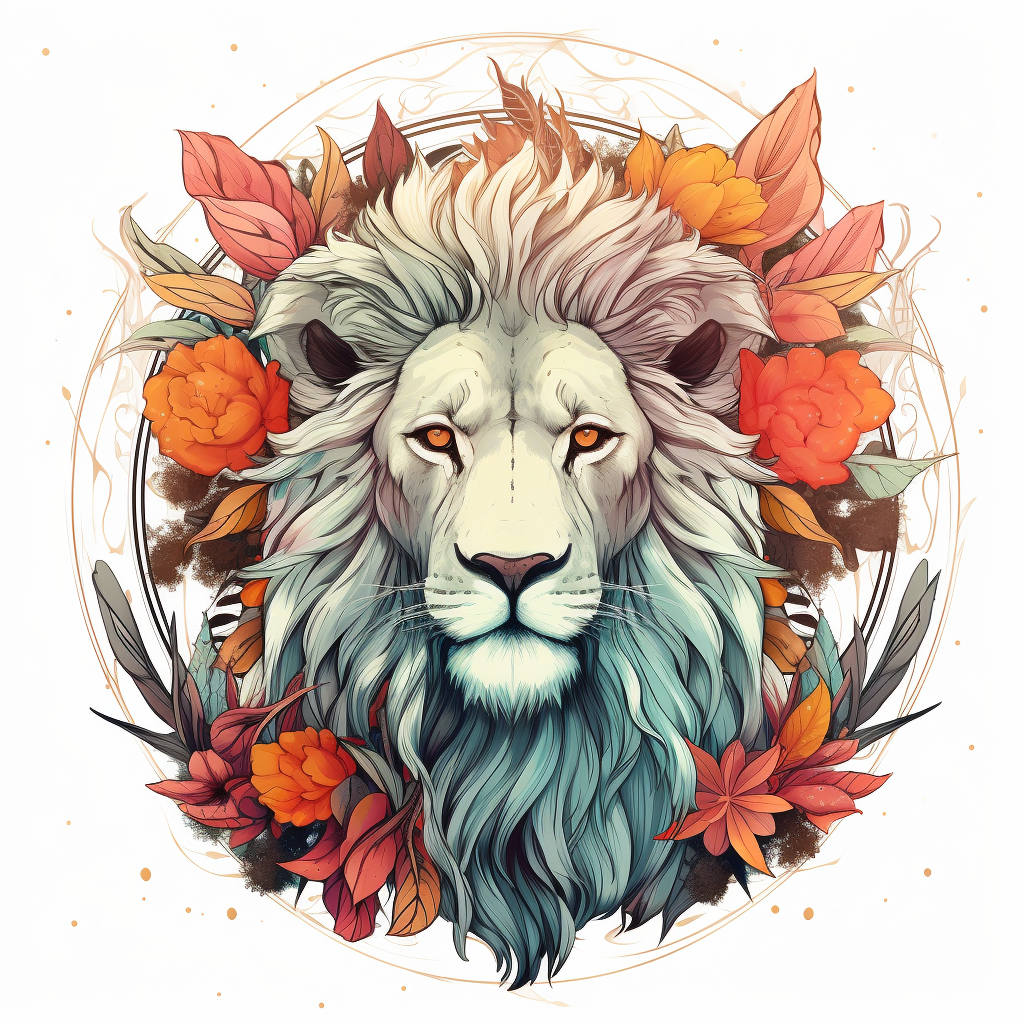 Lion circle tshirt design illustration