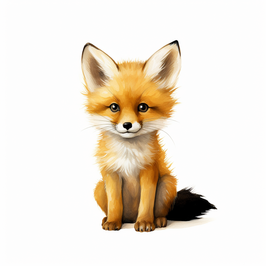 Cute Baby Fox on White Background