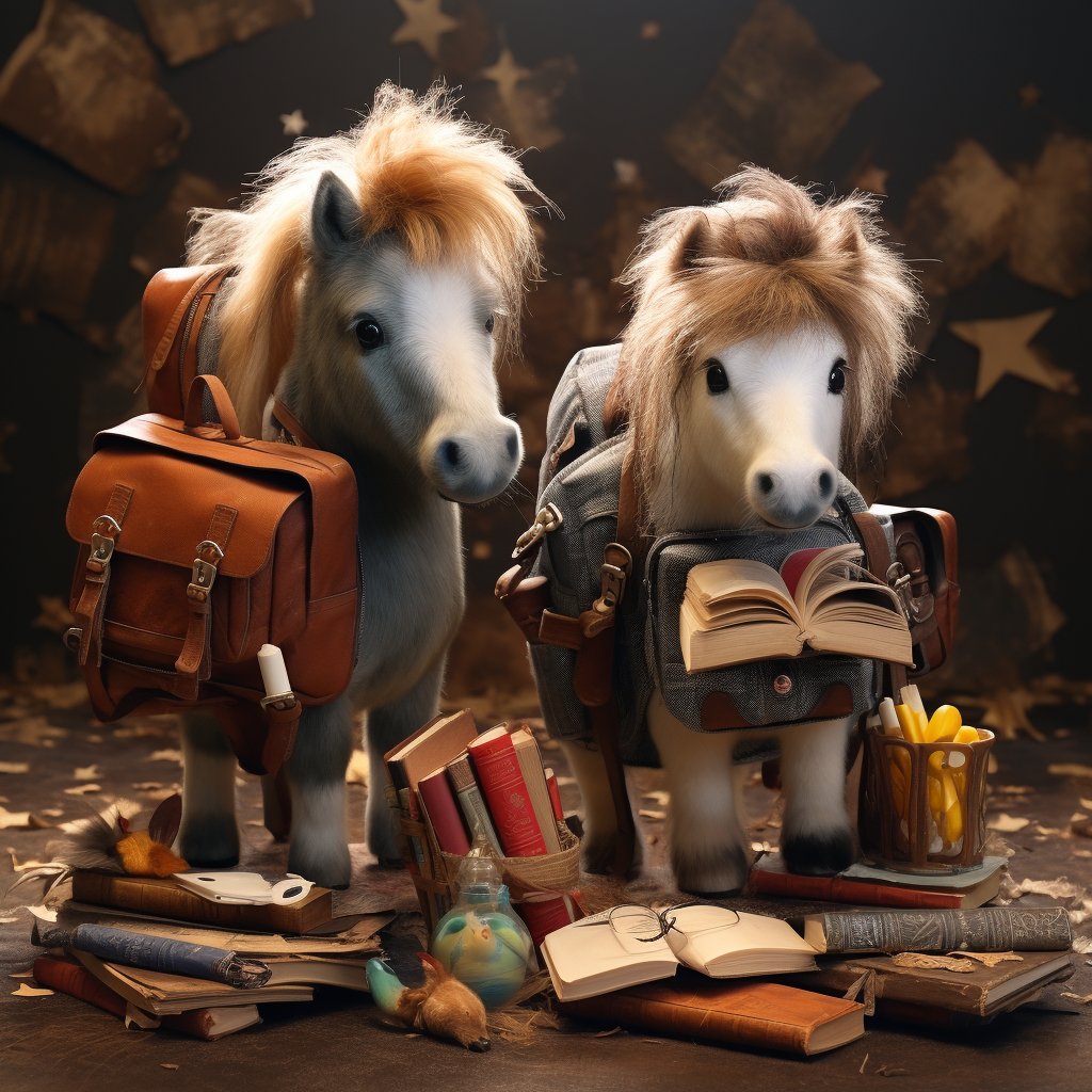 Cute Ponies with Education-related Elements