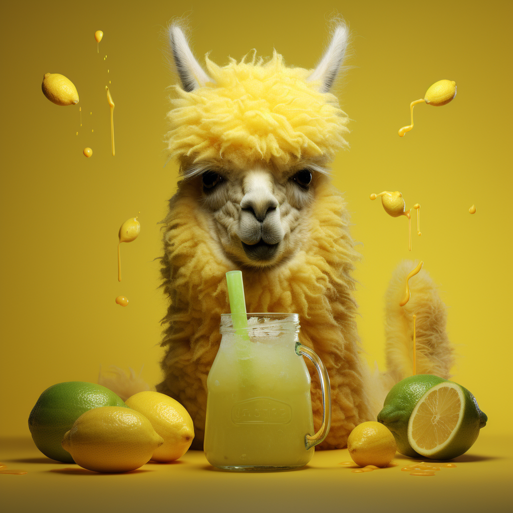 llama enjoying a refreshing lemonade