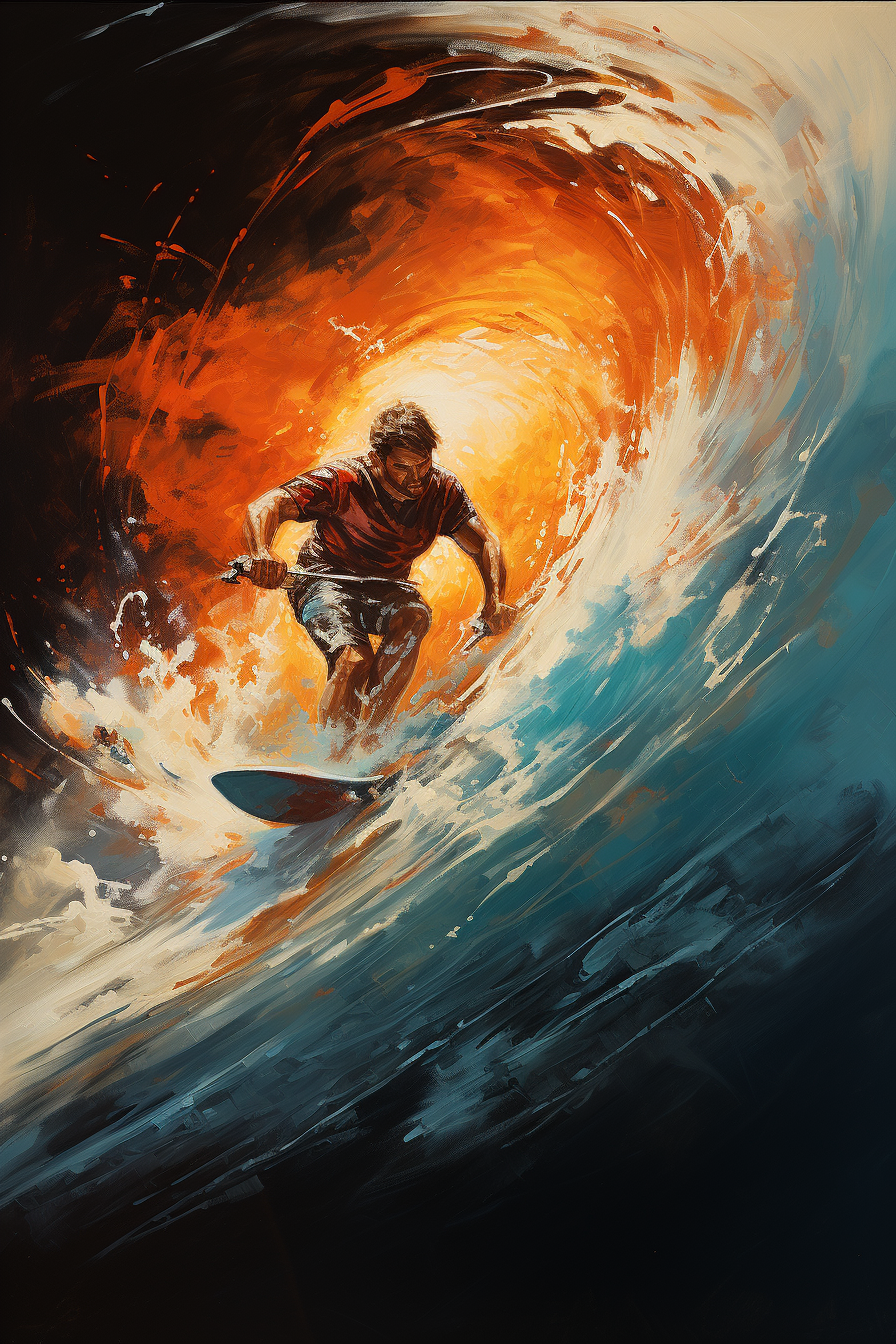 Abstract surf art with love of surfing